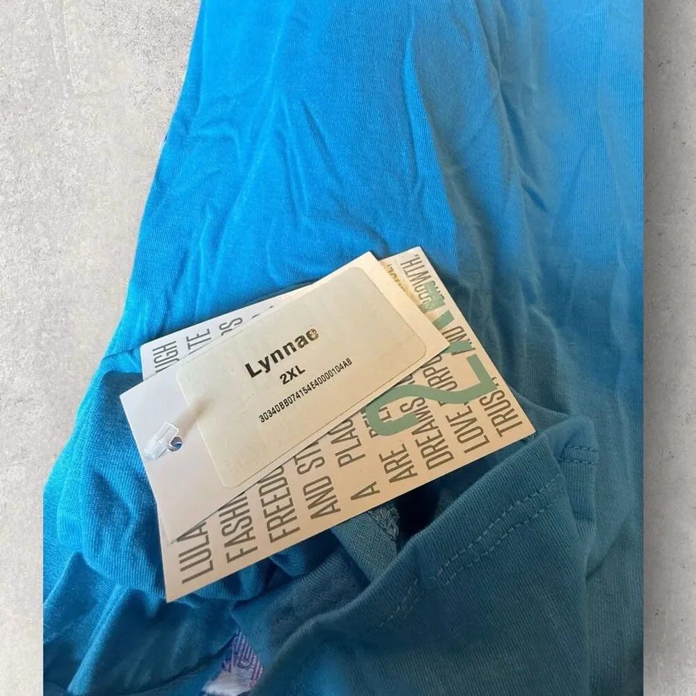 LuLaRoe Lynnae Long Sleeve Shirt-Size 2XL- Solid Blue Print-NWT - Picture 3 of 5